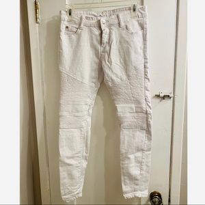 Boys/Girls White Moto skinny jeans